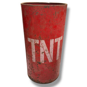 TNT Dynamite Metal Trash Can Vintage